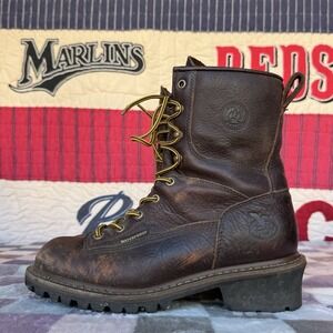 Size 9 - Georgia Boot G7113 Georgia Logger Waterproof Brown Leather Boots Men's